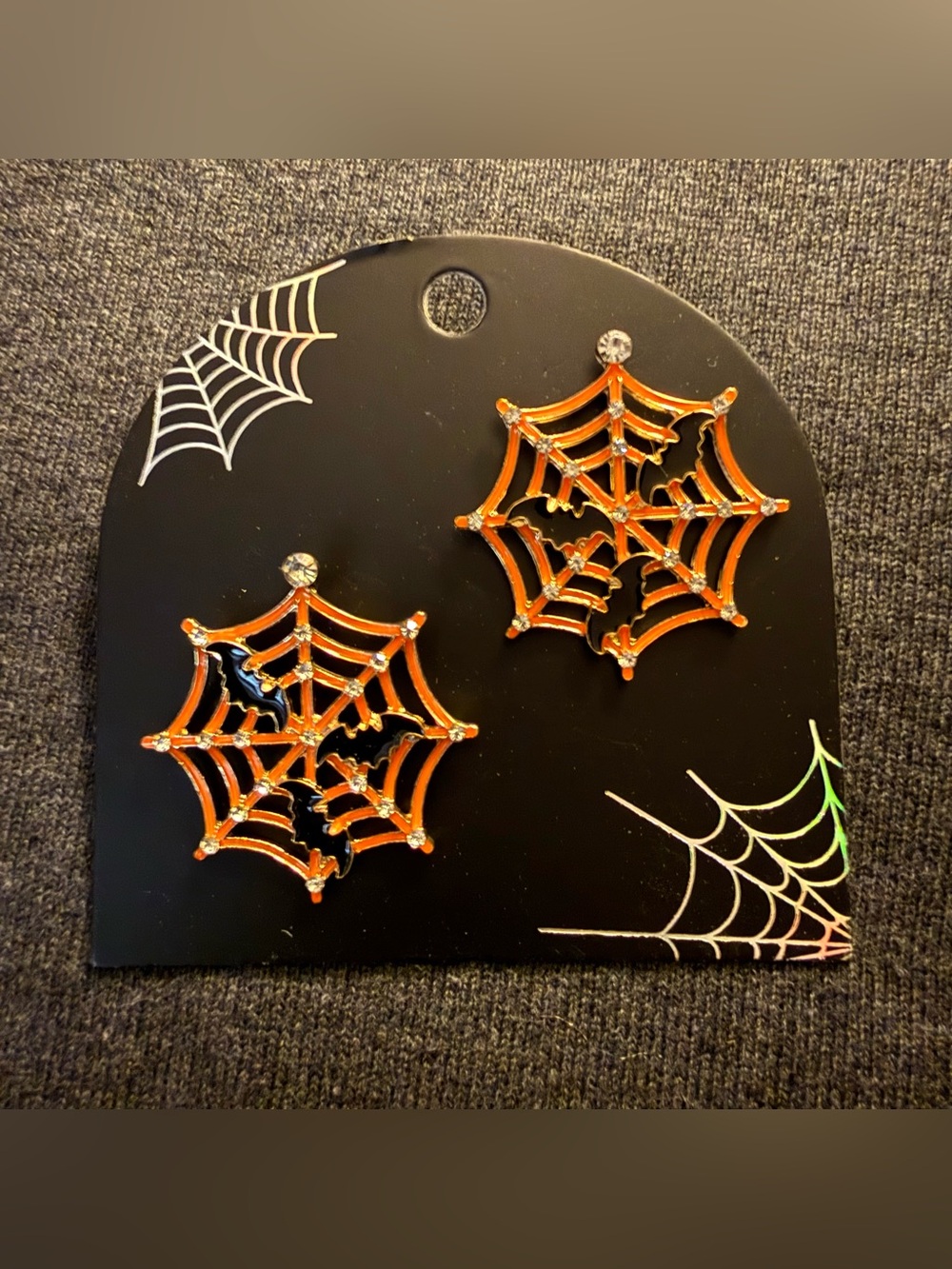 Spiderweb with Bats Halloween Earrings